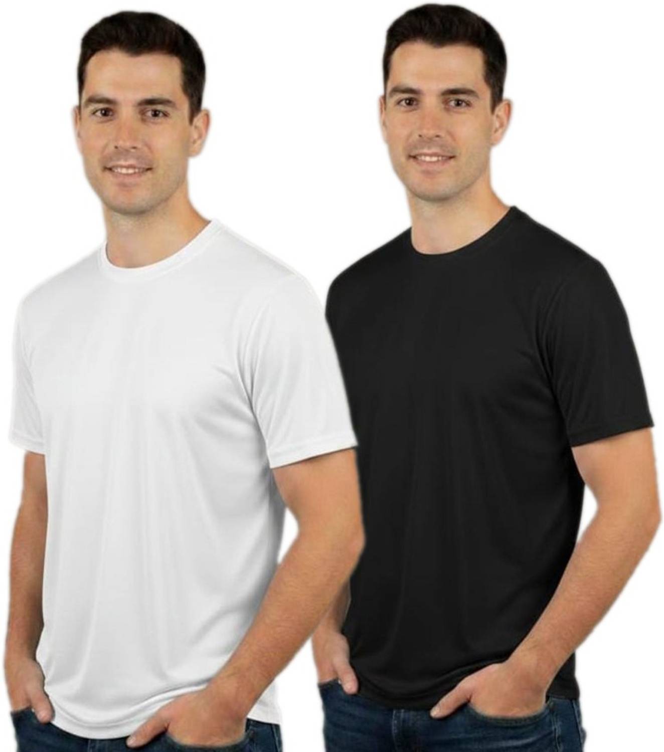 leghtsome Men's White Round Neck T-Shirt Pack of 2 - Image 1