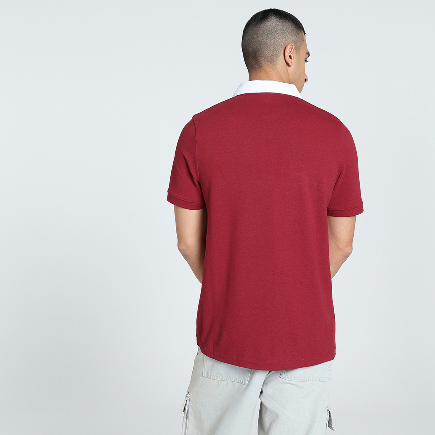 Image of PUMA Solid Men Polo Neck Red T-Shirt