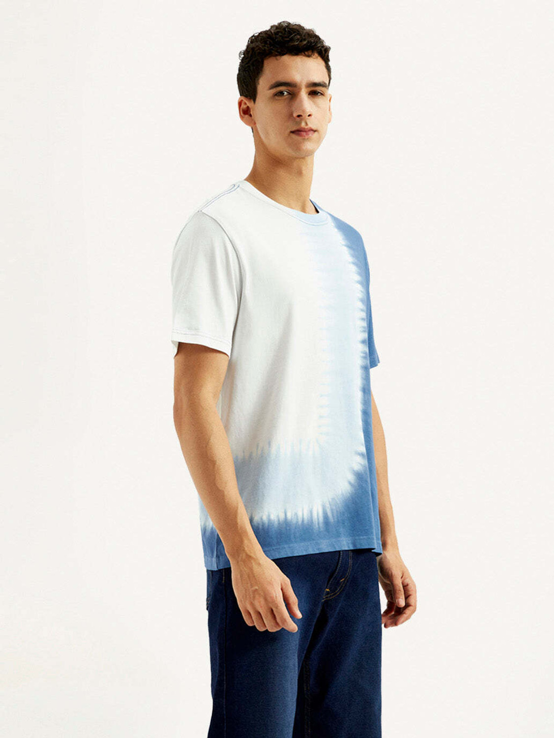 Image of LEVI'S Tie & Dye Men Crew Neck White T-Shirt
