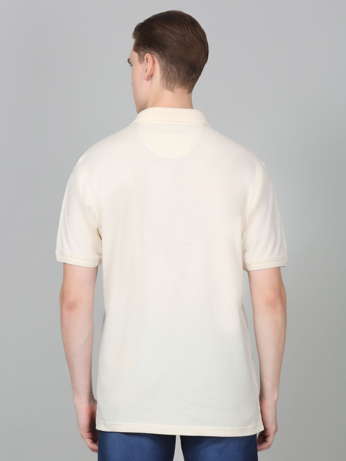 Image of CANTABIL Solid Men Polo Neck Beige T-Shirt