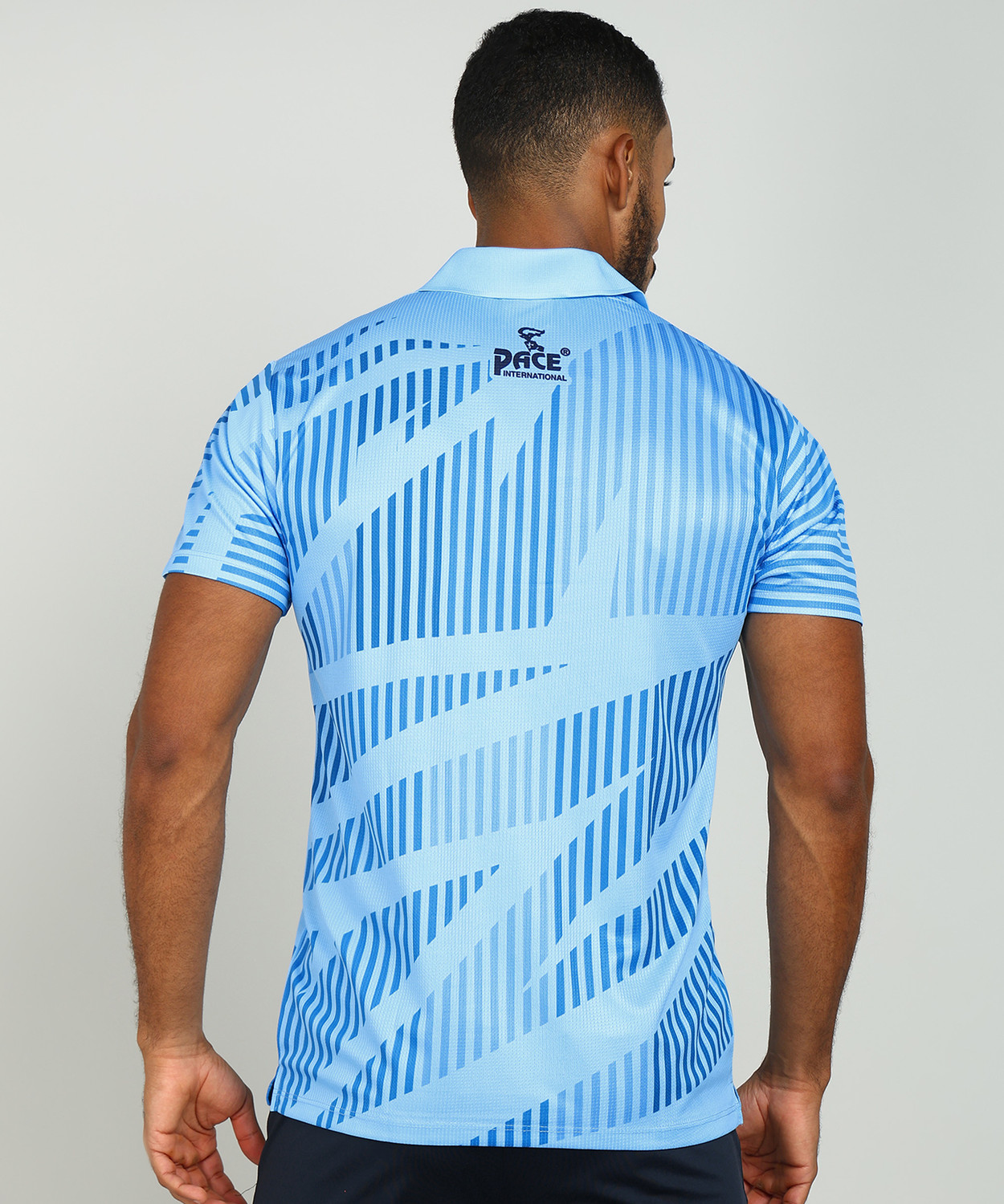 Image of Pace International Printed Men Polo Neck Blue T-Shirt