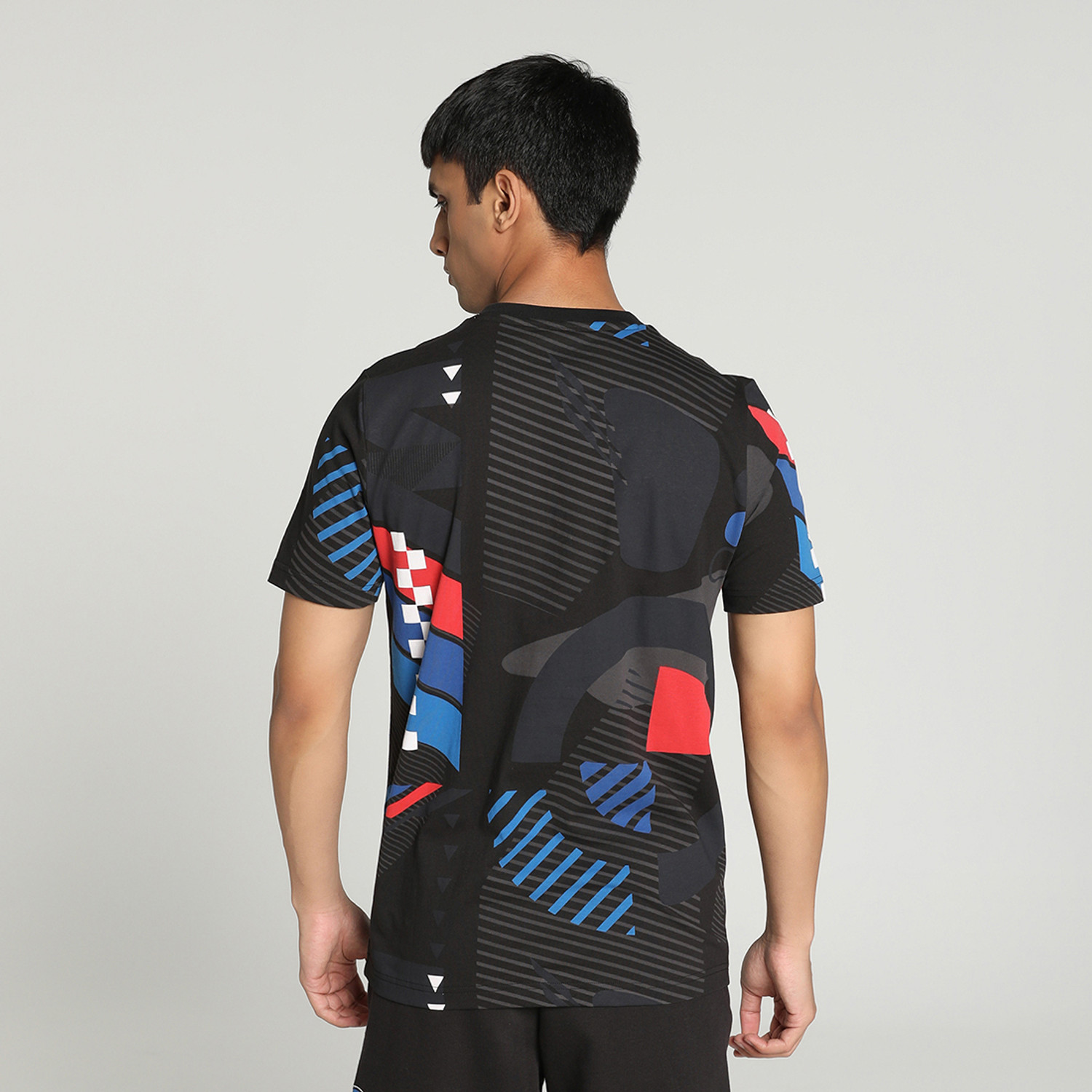 Image of PUMA Printed Men Round Neck Black T-Shirt
