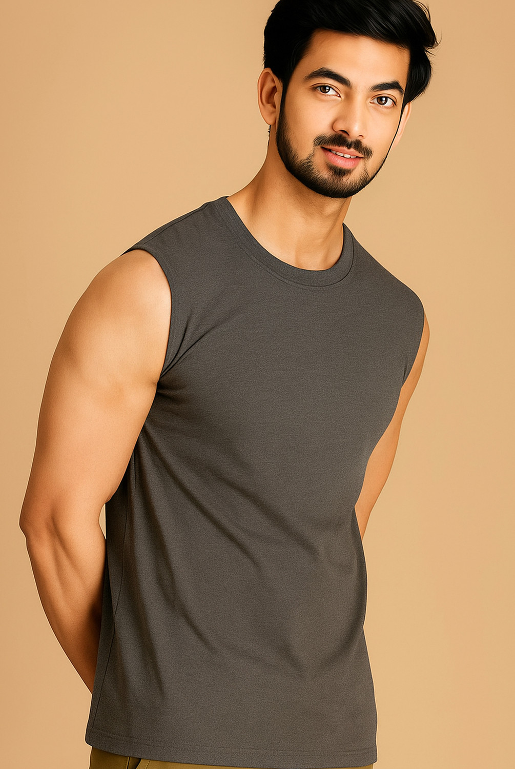Image of Jangoboy Solid Men Round Neck Grey, Red T-Shirt