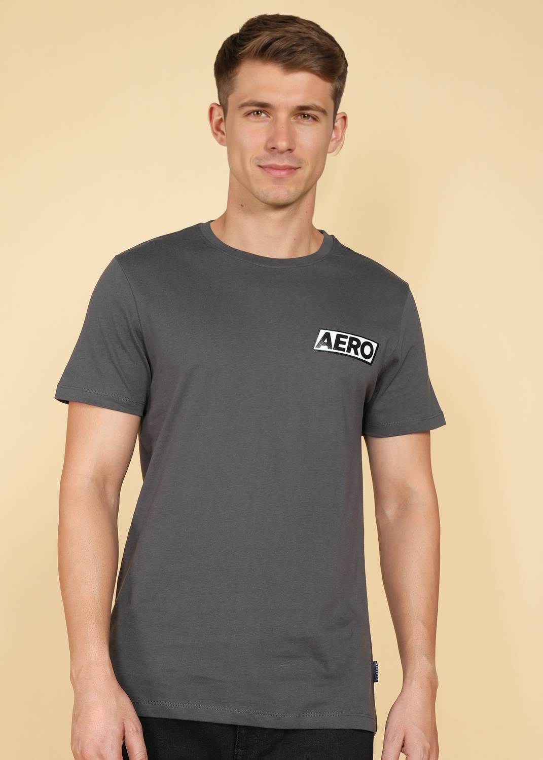AEROPOSTALE Typography Men Round Neck Grey T-Shirt