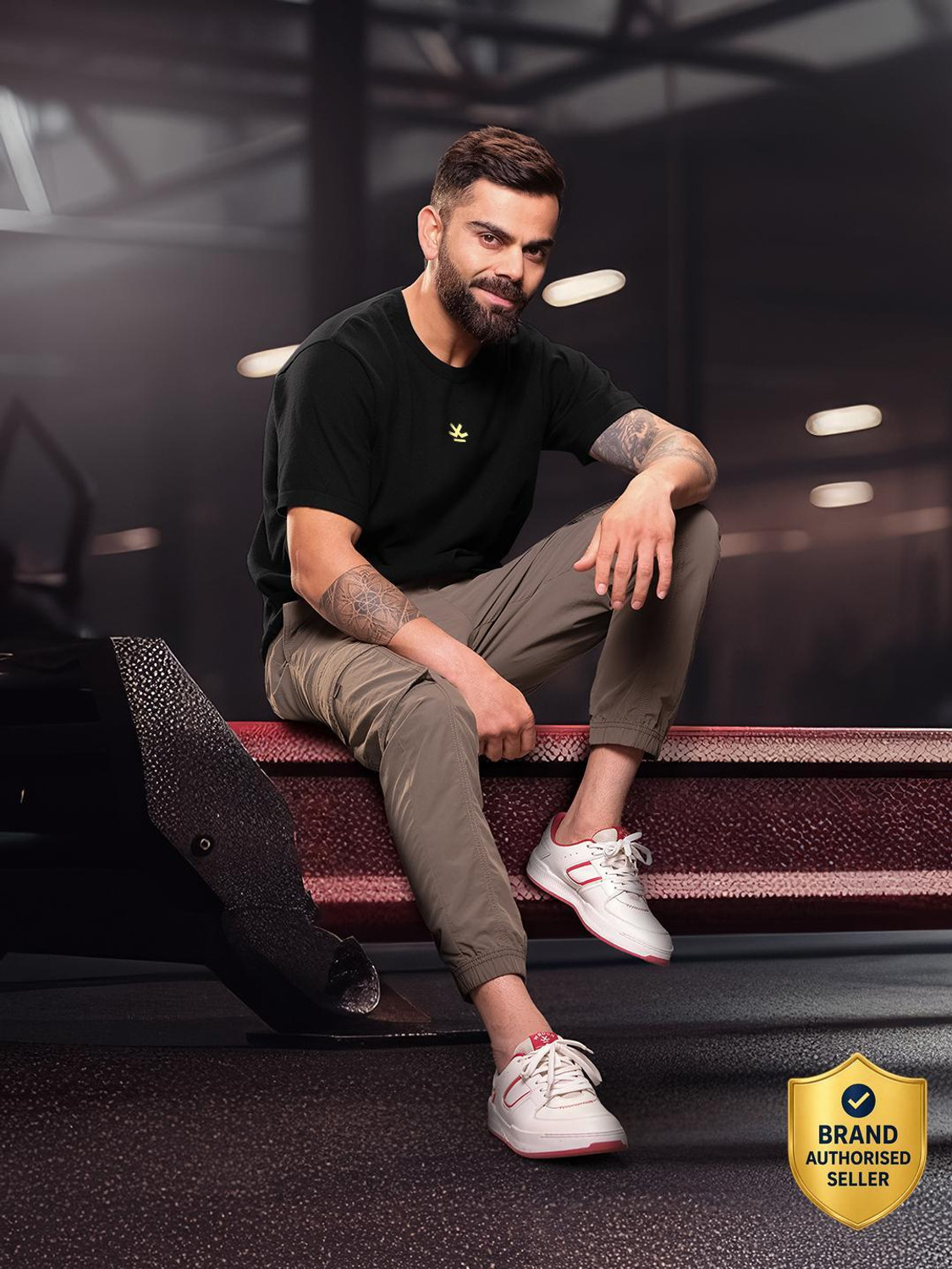 Image of WROGN Men Solid Round Neck Cotton Blend Black T-Shirt