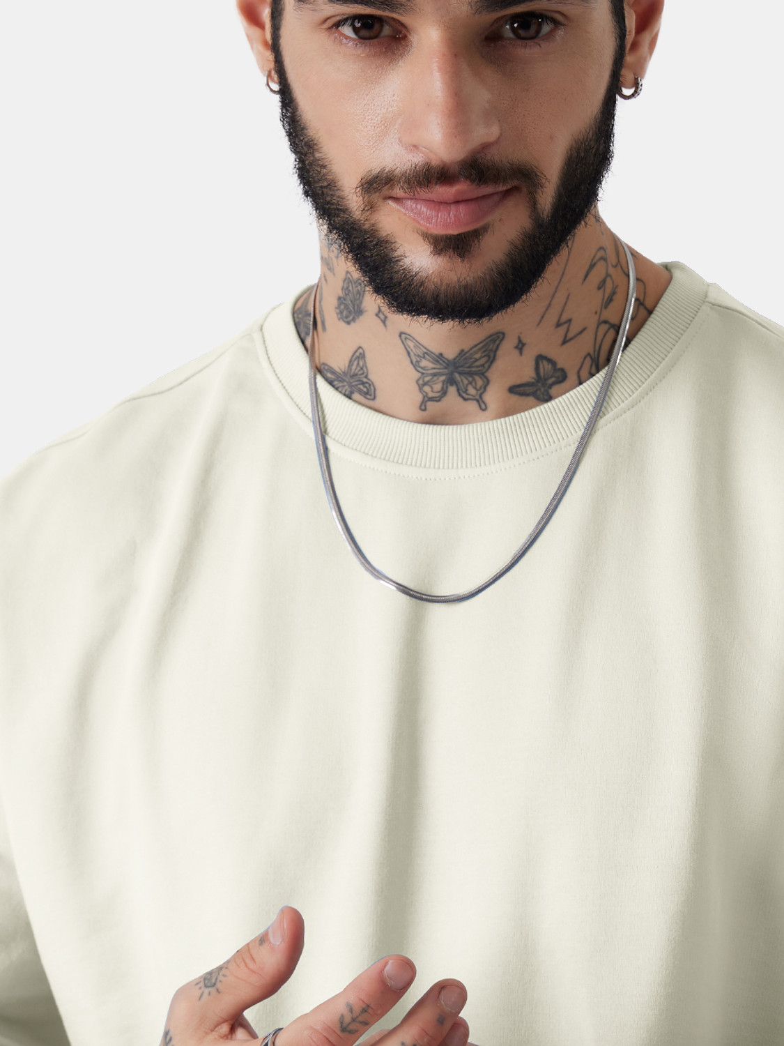 Image of The Souled Store Solid Men Round Neck White T-Shirt