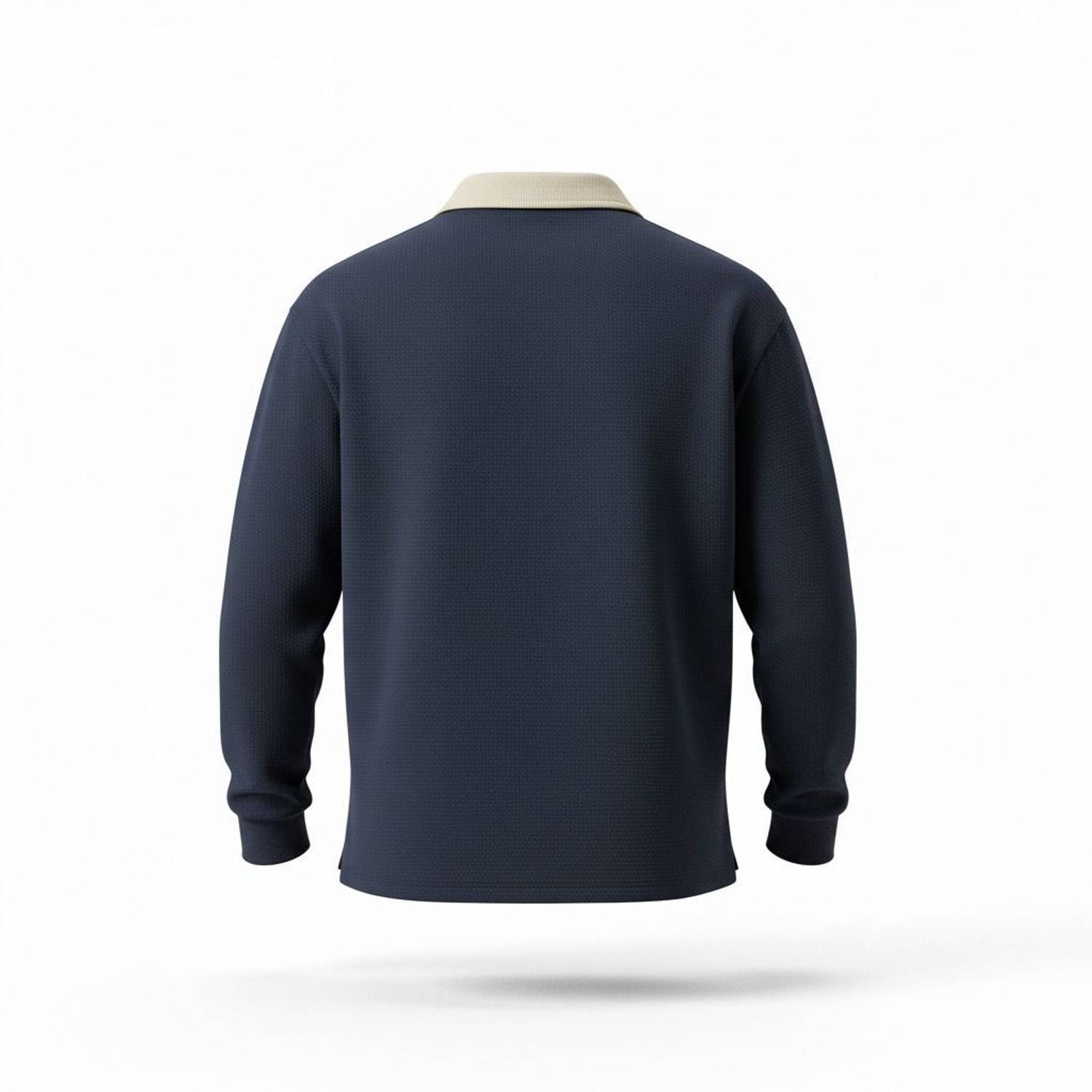 UGFABRICS Men Navy Blue Polo Neck T-Shirt - Image 2
