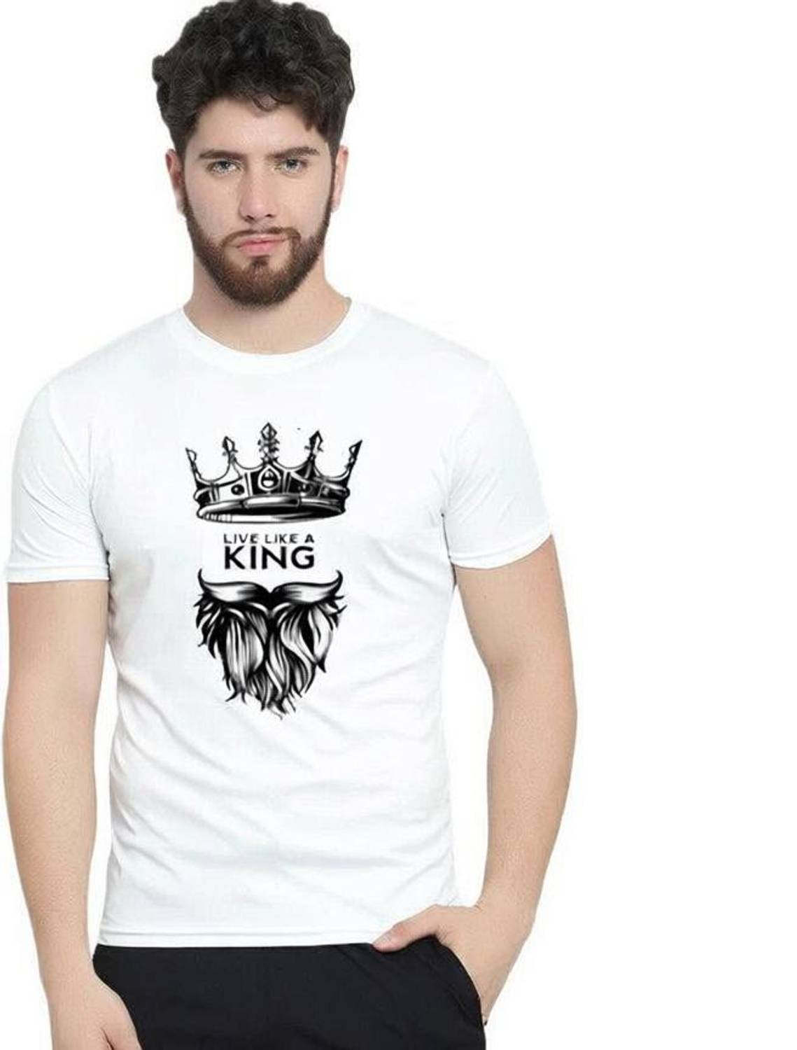 AFCollection Printed, Typography Men Round Neck White T-Shirt