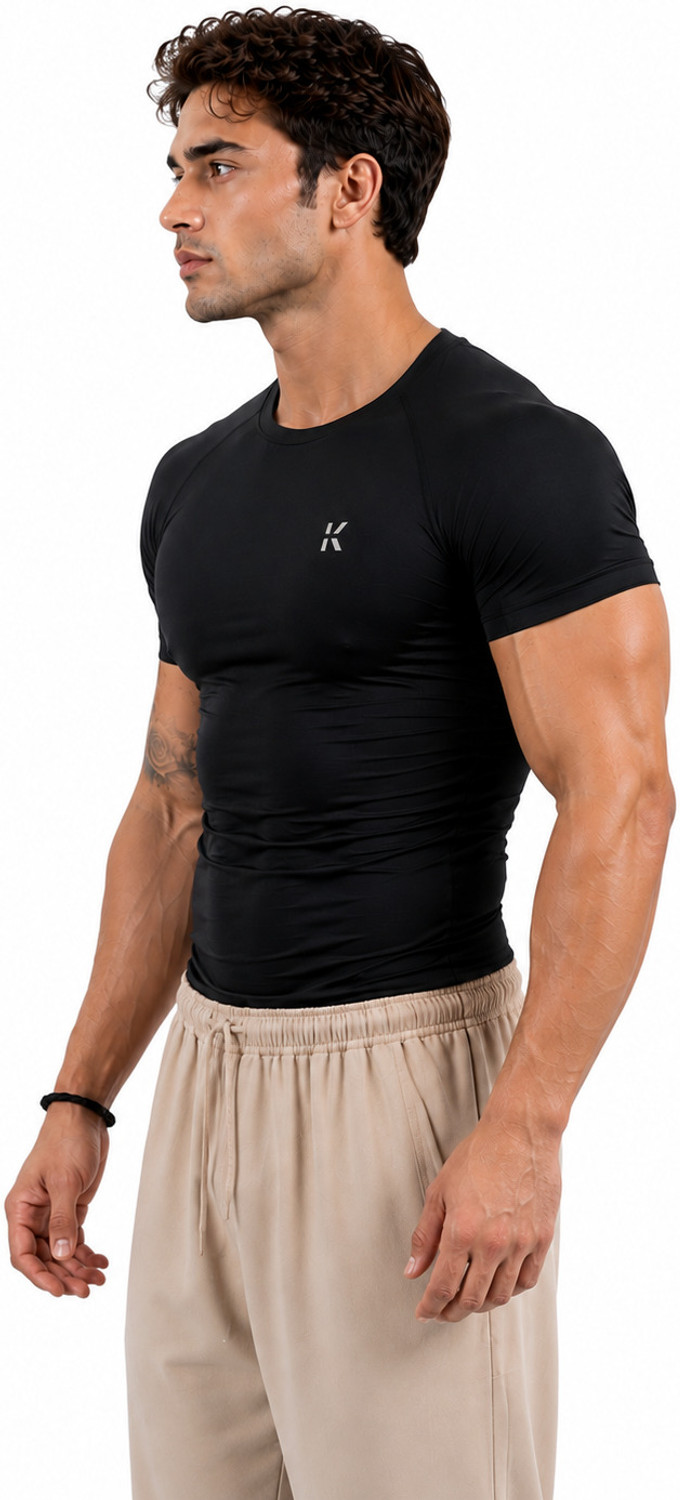 Image of indian krait Solid Men Round Neck Black T-Shirt