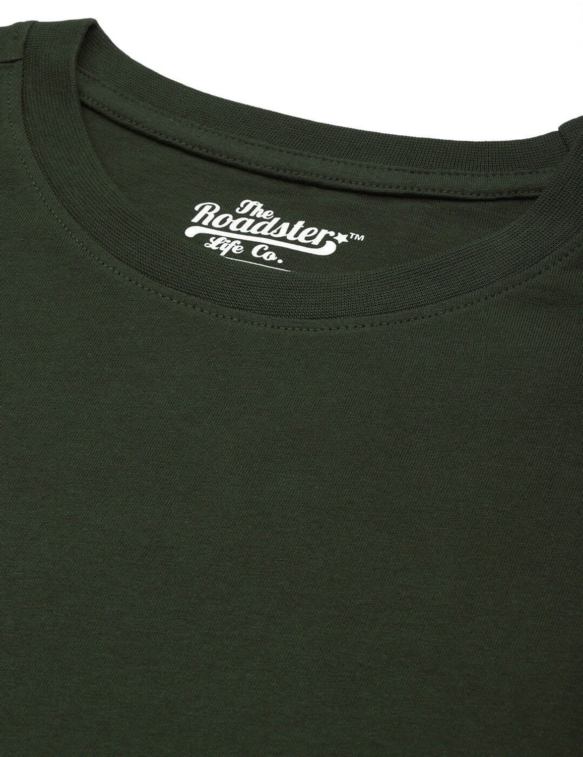 Image of Roadster Solid Men Round Neck Green T-Shirt