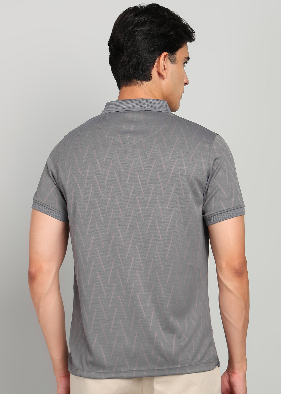 Image of KILLER Printed Men Polo Neck Grey T-Shirt
