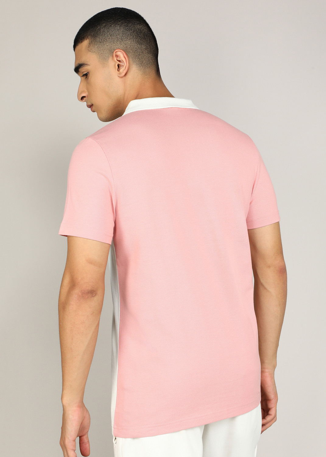 Image of PUMA Colorblock Men Polo Neck White, Pink T-Shirt