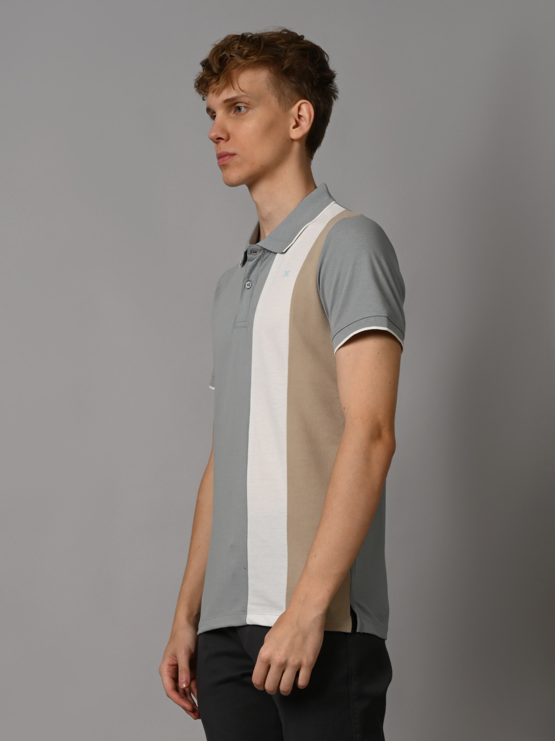 Image of KILLER Colorblock Men Polo Neck Multicolor T-Shirt