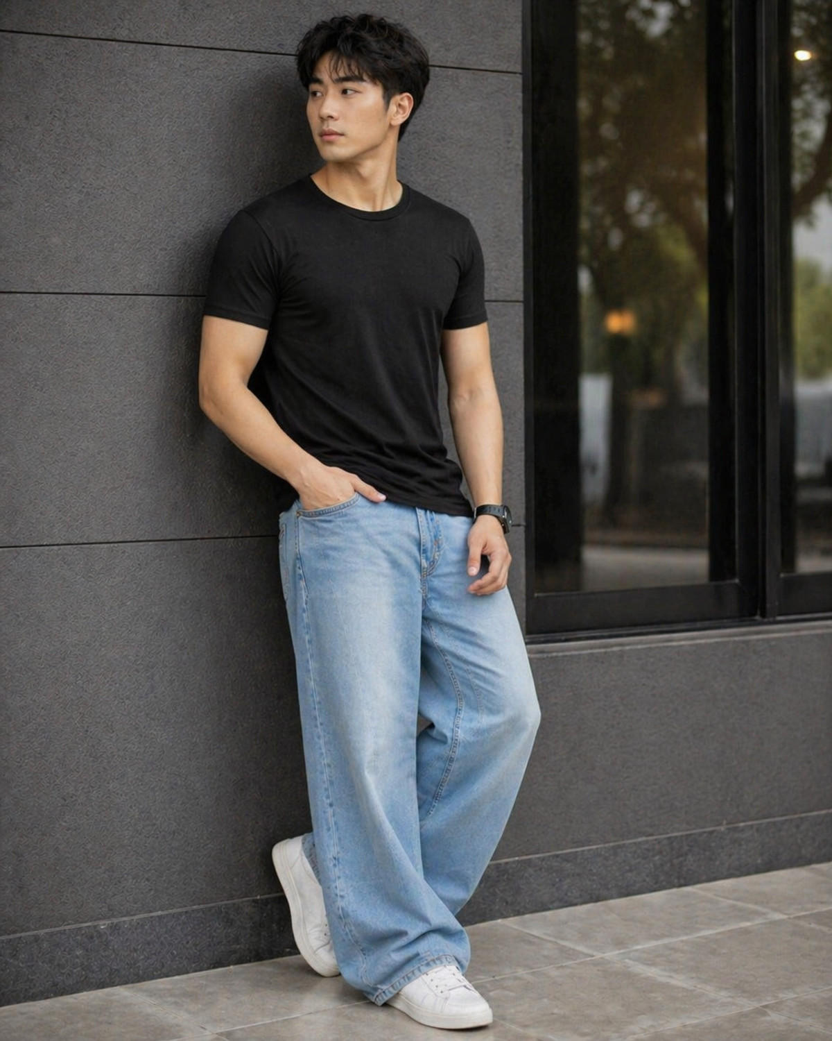 Image of Creation By London Hills Solid Men Round Neck Black T-Shirt