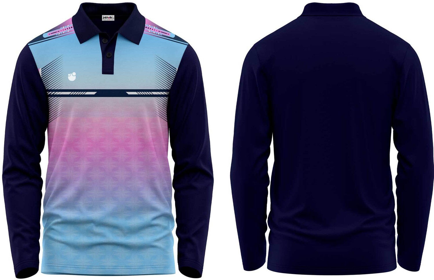 Image of inkholic Printed Men Polo Neck Navy Blue T-Shirt