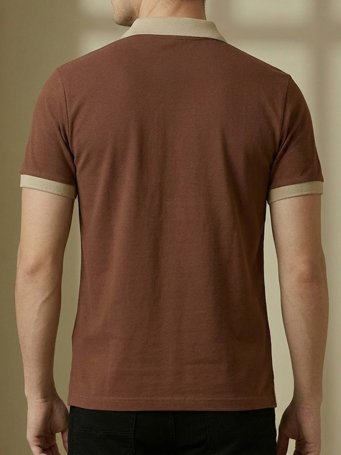 Image of JUST ROAR Colorblock Men Polo Neck Multicolor T-Shirt