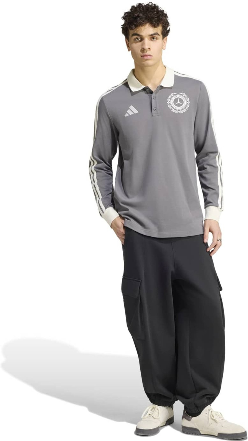 Image of ADIDAS Men Printed Polo Neck Cotton Blend Grey T-Shirt