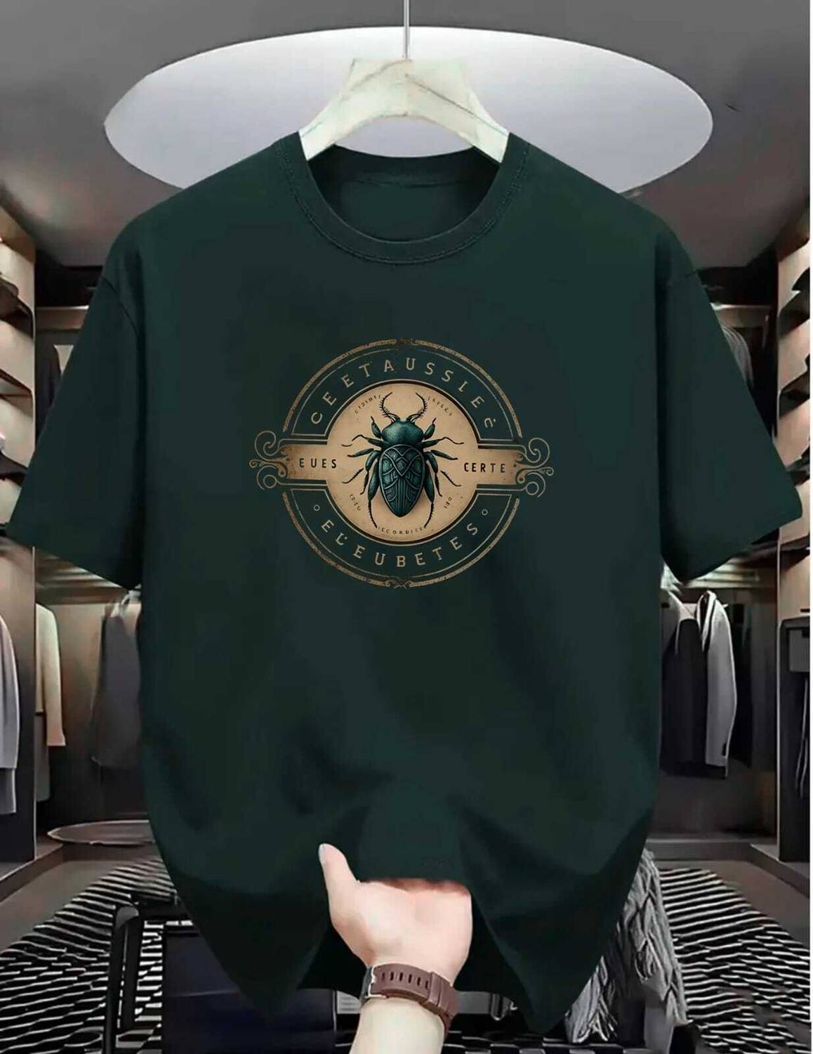 Magneto Printed Men Round Neck Dark Green T-Shirt