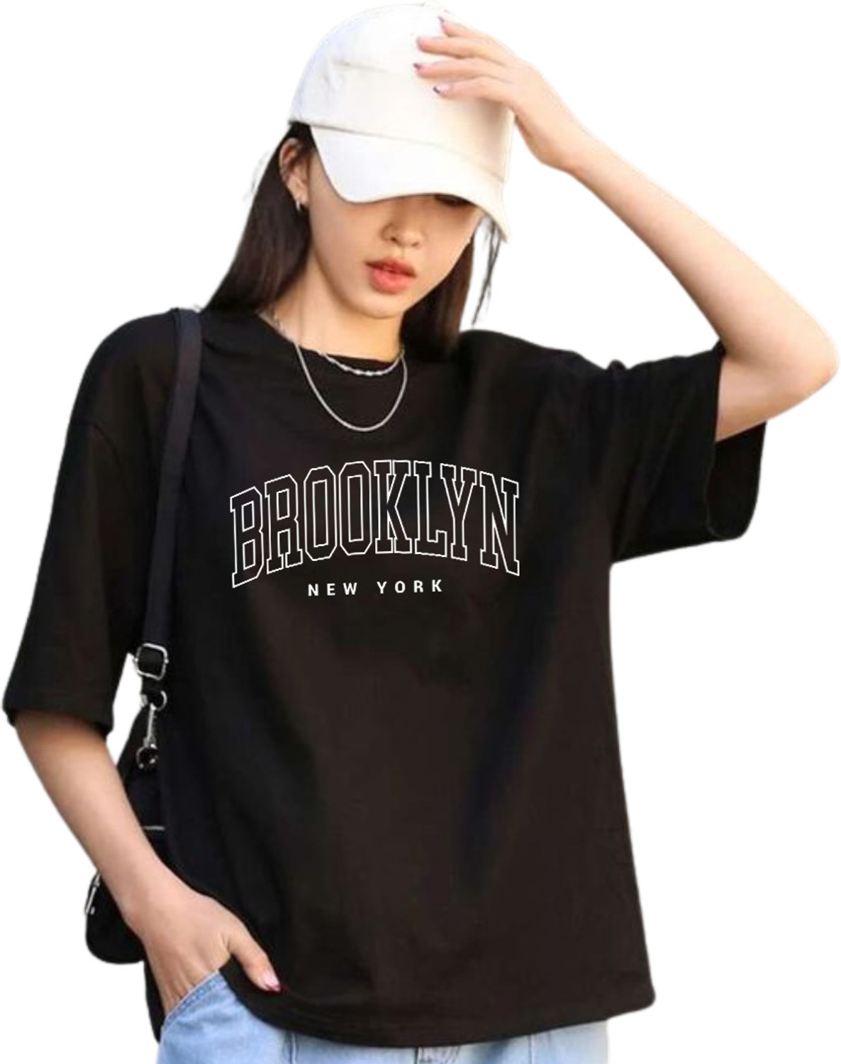 Image of Cool Plus Graphic Print Women Round Neck Black T-Shirt