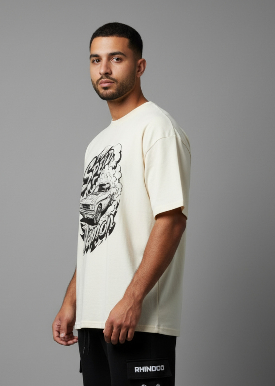 Image of Rhinocult Printed Men Round Neck White T-Shirt