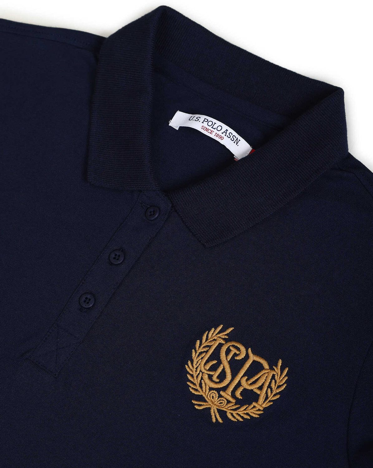 Image of U.S. POLO ASSN. Printed Women Polo Neck Blue T-Shirt