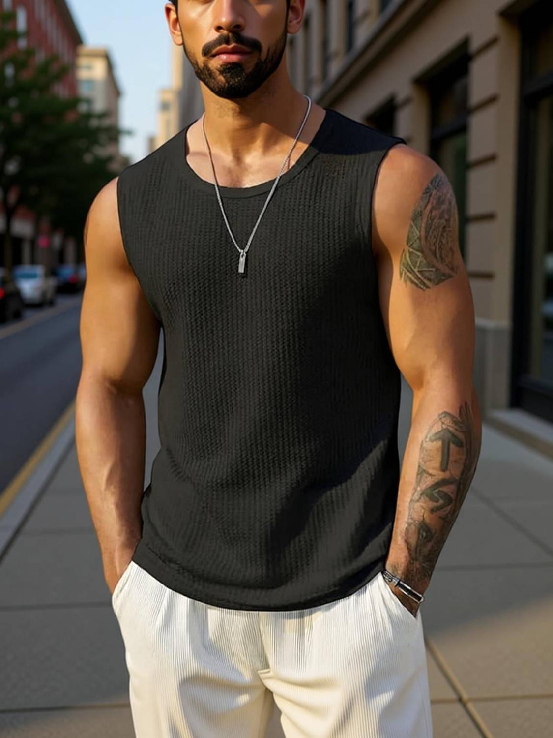 TeeWink Men's Round Neck Self-Design Black T-Shirt - Image 2