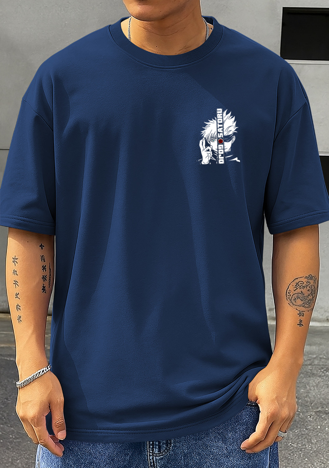 Image of METRONAUT Graphic Print Men Round Neck Navy Blue T-Shirt