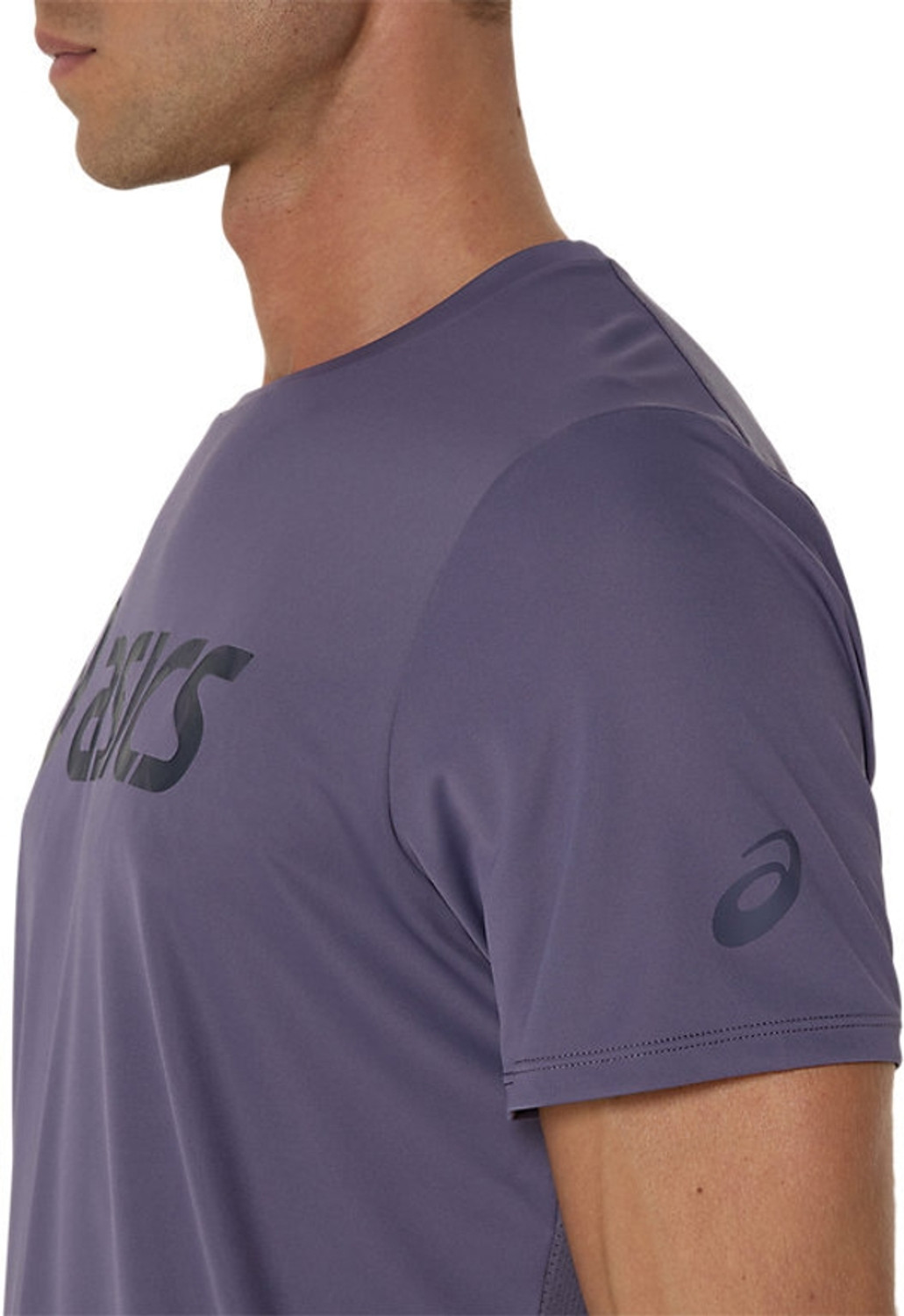 Image of Asics Sporty Men Round Neck Purple T-Shirt