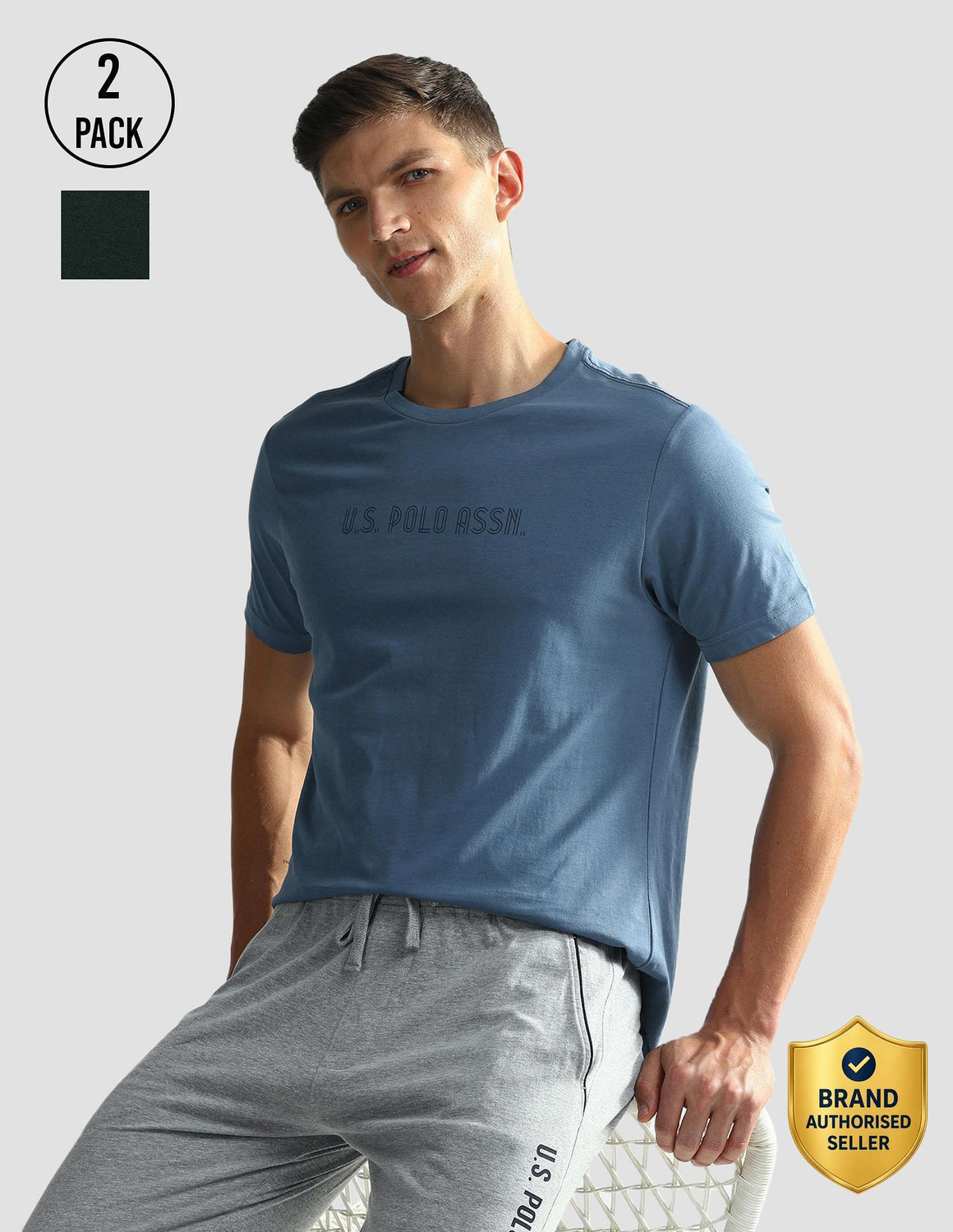 U.S. POLO ASSN. Printed Men Crew Neck Blue T-Shirt