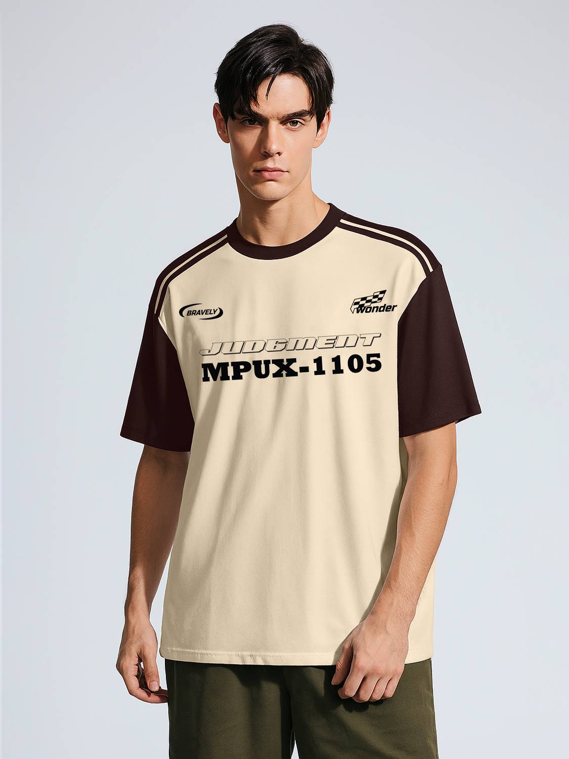 Jump Cuts Printed Men Round Neck Beige T-Shirt - Image 2