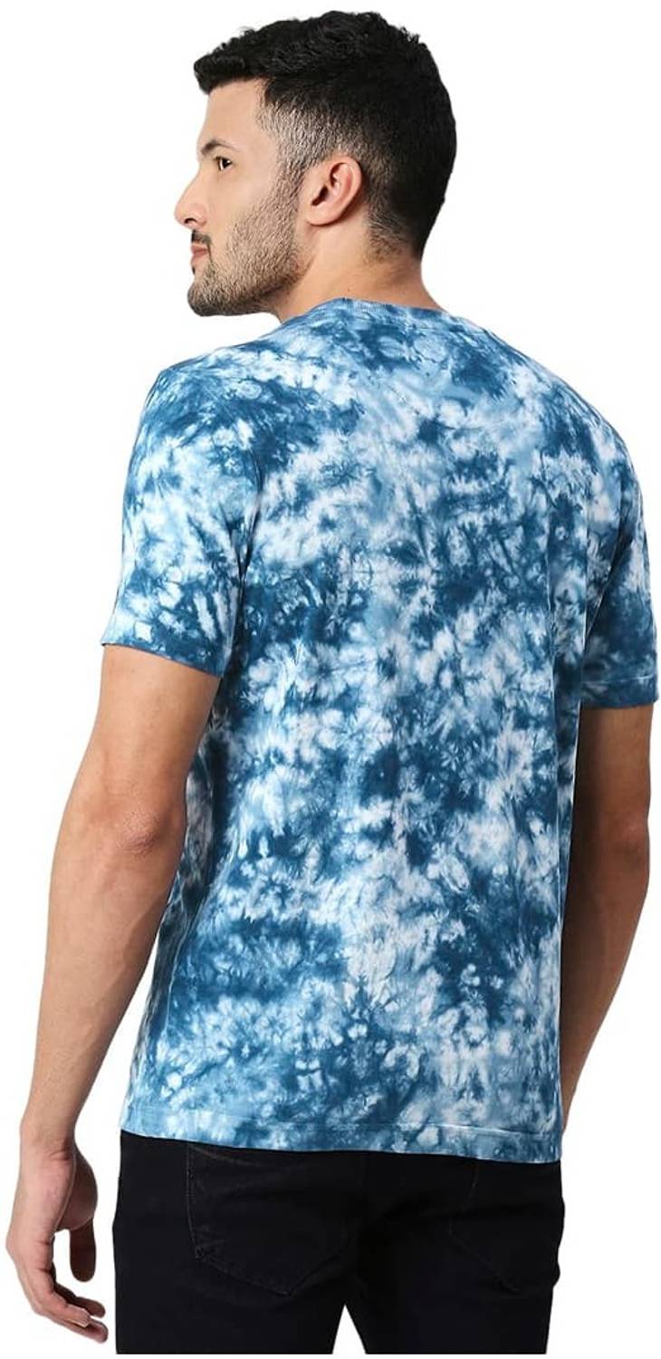 BASICS Solid Men Crew Neck Blue T-Shirt