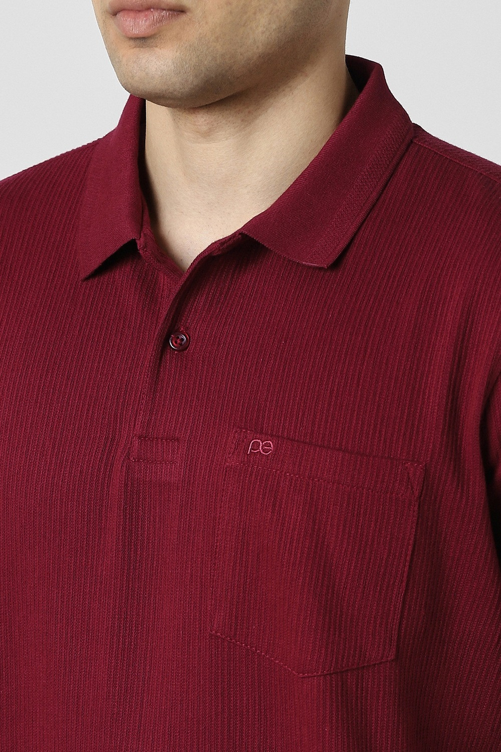 Image of PETER ENGLAND Solid Men Polo Neck Maroon T-Shirt