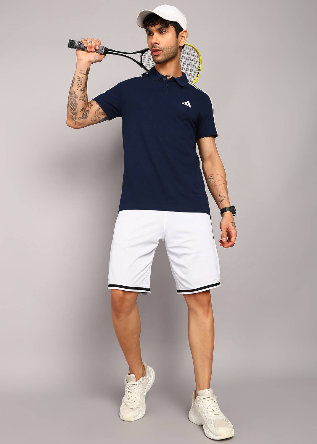 ADIDAS Men Blue Polo Neck T-Shirt - Image 2