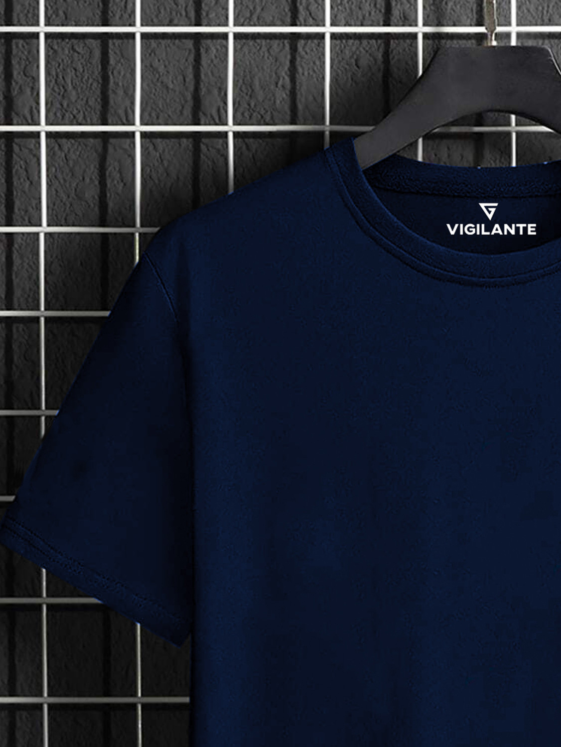 Image of Vigilante Solid Men Round Neck Dark Blue T-Shirt