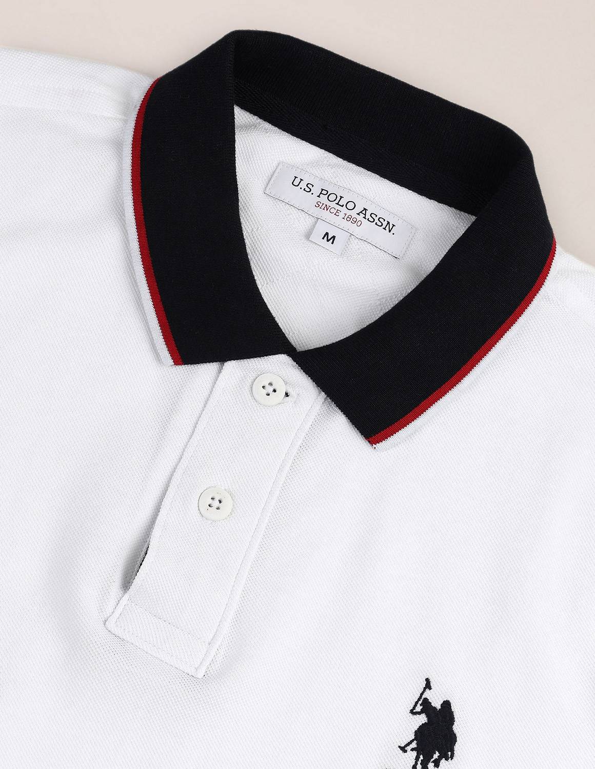 U.S. POLO ASSN. Solid Men Polo Neck White T-Shirt - Image 2