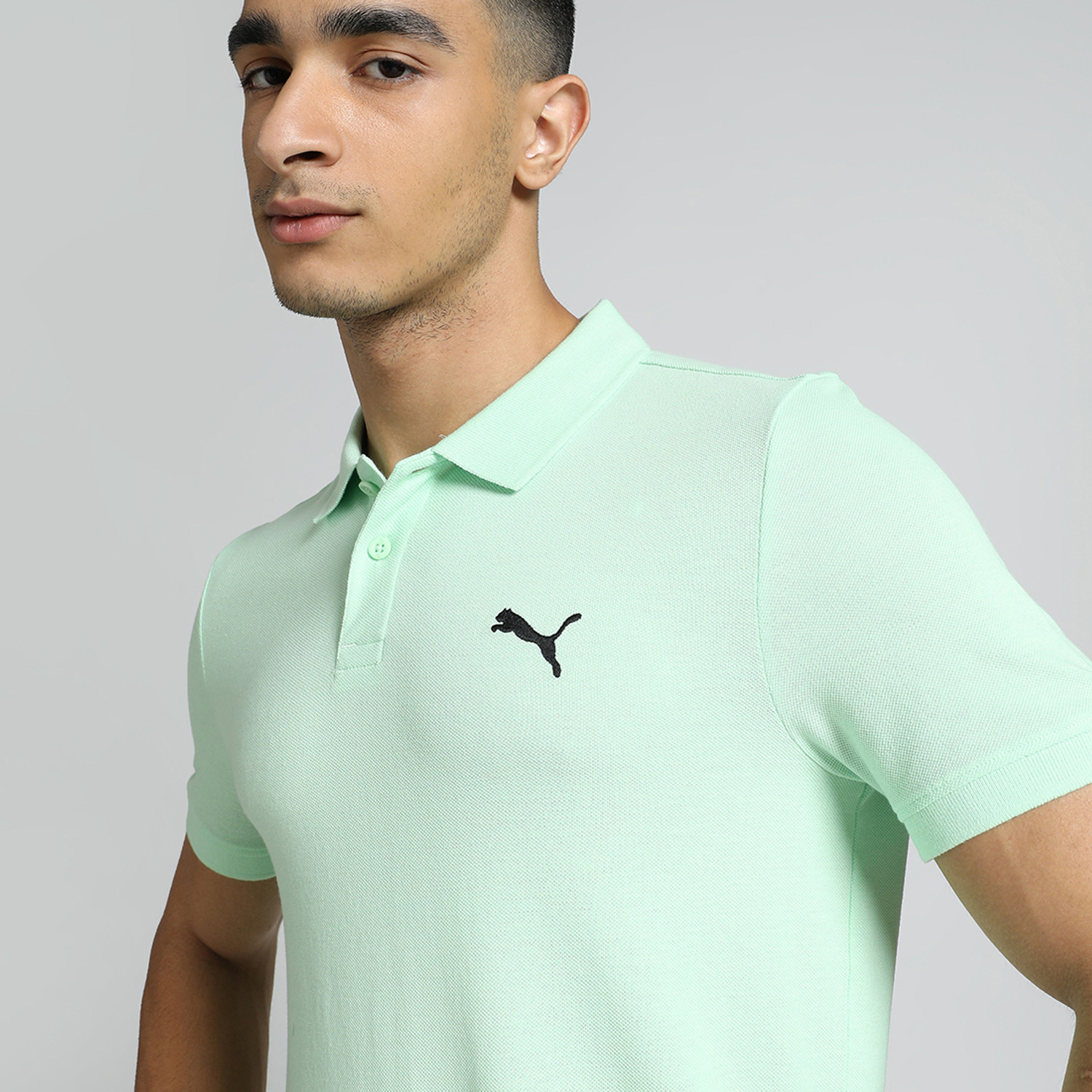 Image of PUMA Solid Men Polo Neck Green T-Shirt
