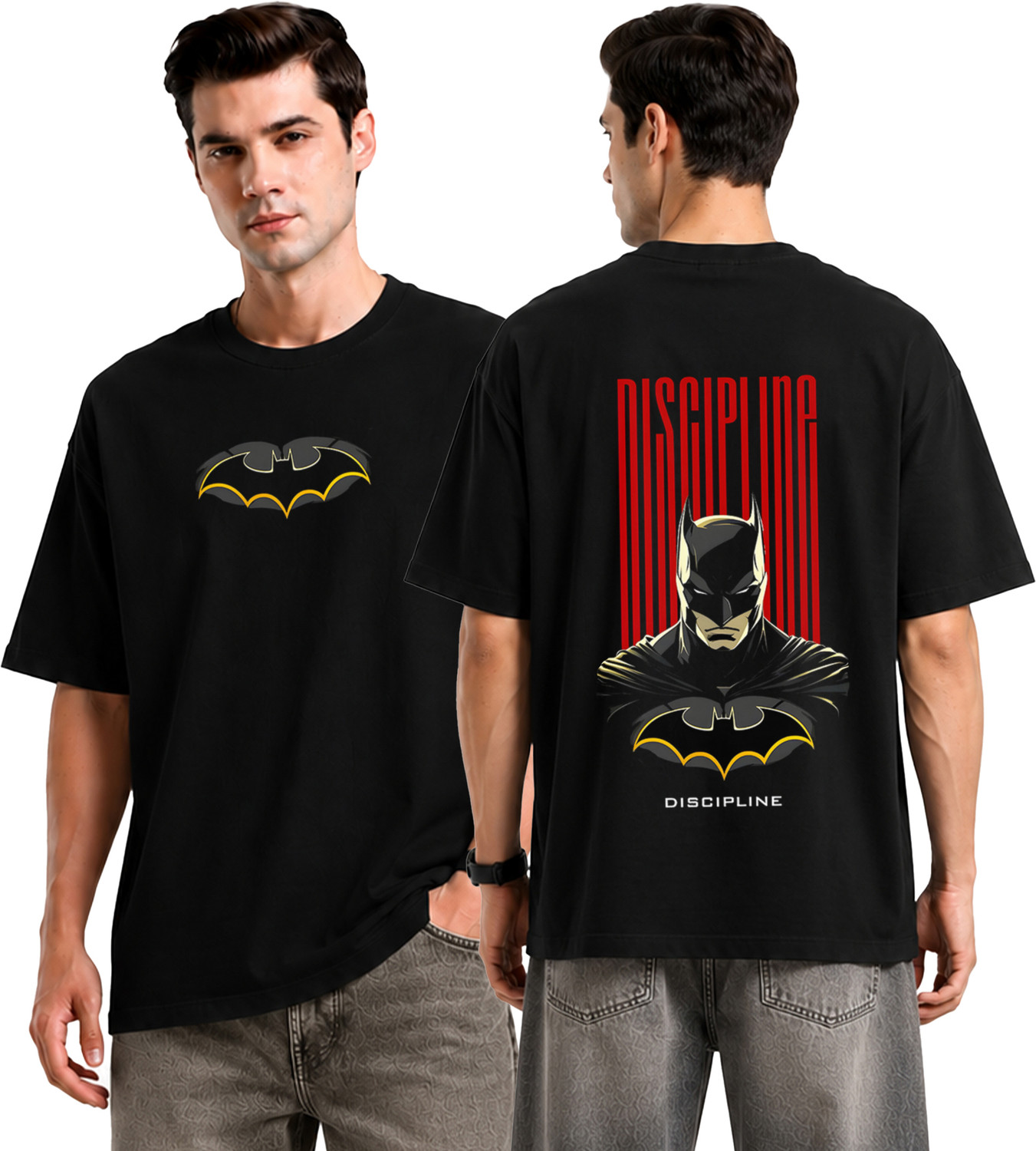 Image of SillyStyle Graphic Print Men Round Neck Black T-Shirt