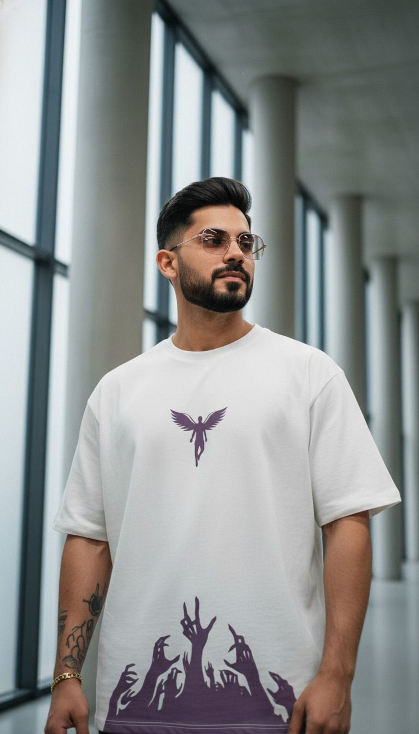 Image of Oryon Graphic Print Men Round Neck White T-Shirt