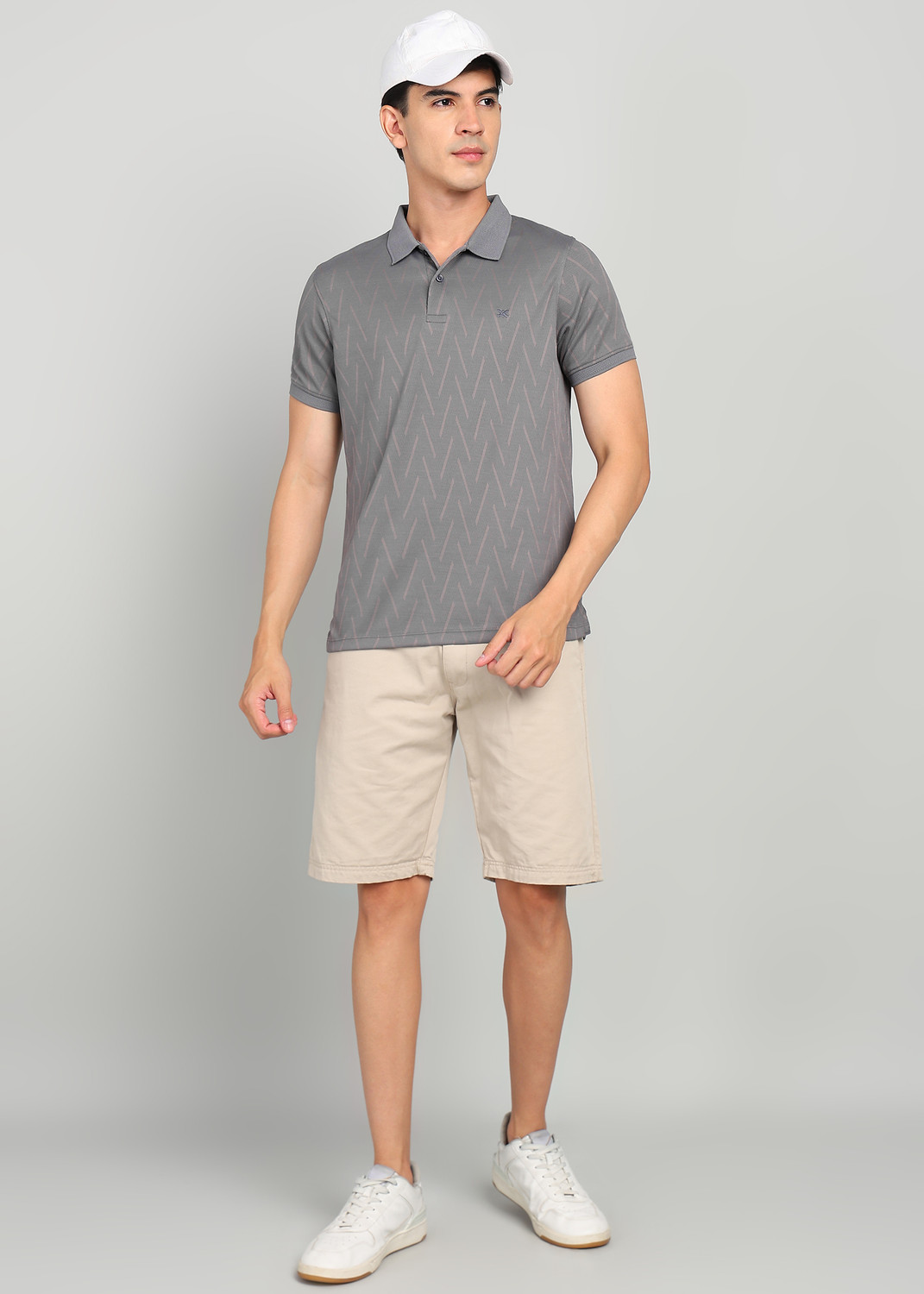 Image of KILLER Printed Men Polo Neck Grey T-Shirt