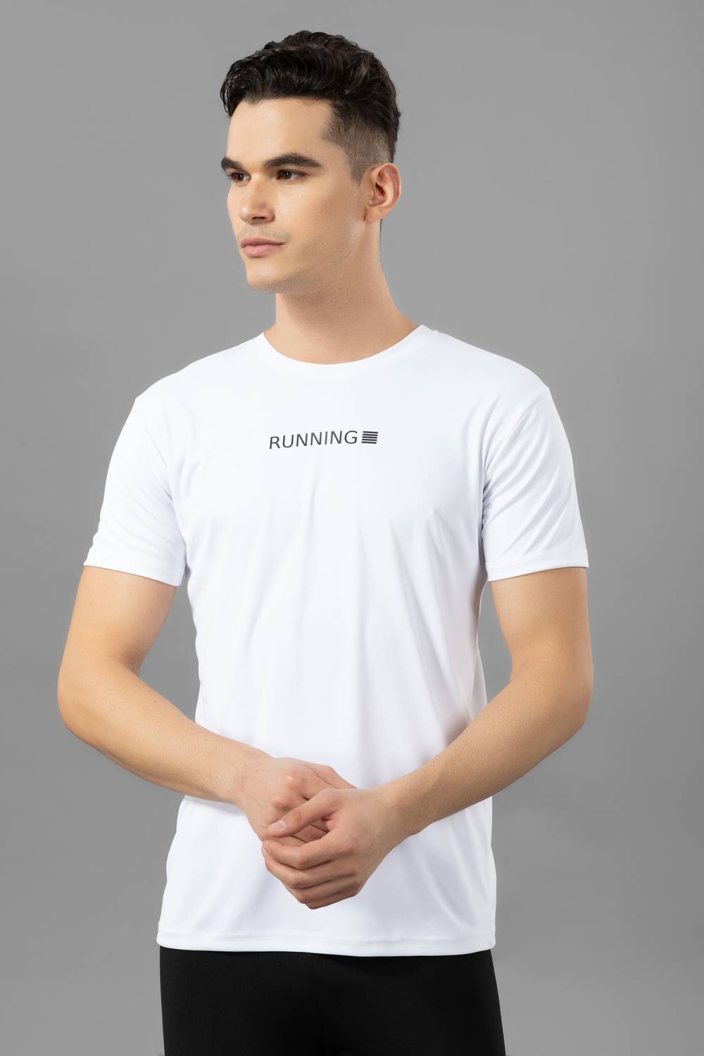 DRIZONE Men Solid Round Neck Polyester White T-Shirt