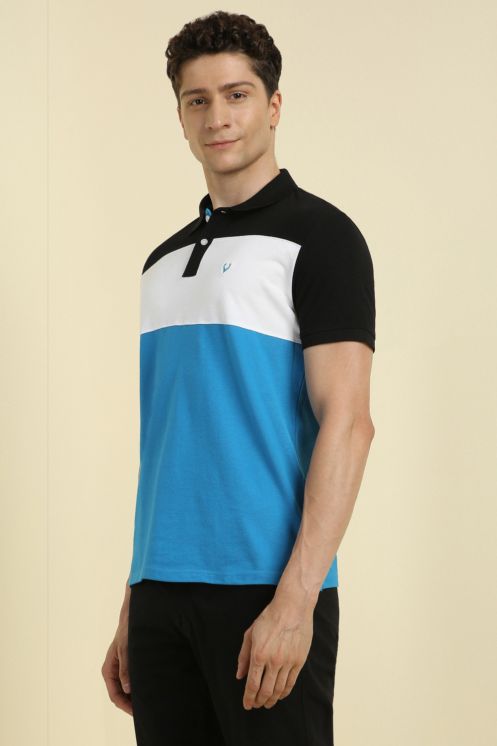 Image of Allen Solly Men Solid Polo Neck Cotton Blend Red T-Shirt