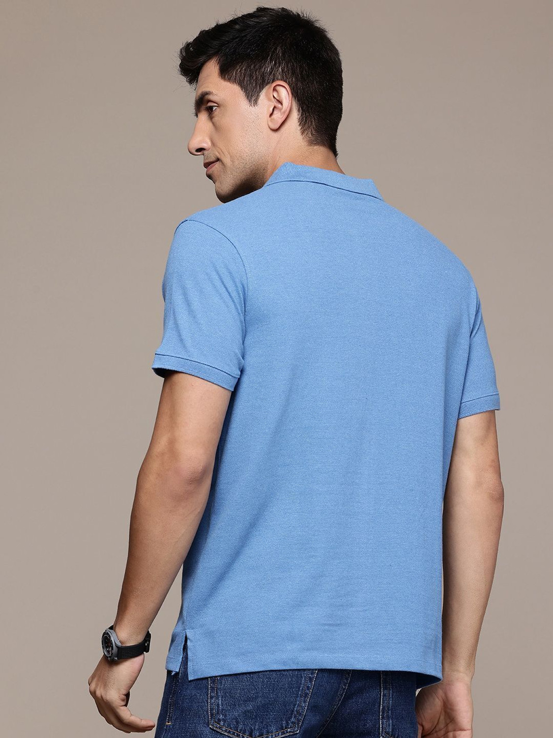 Image of Moda Rapido Solid Men Polo Neck Light Blue T-Shirt