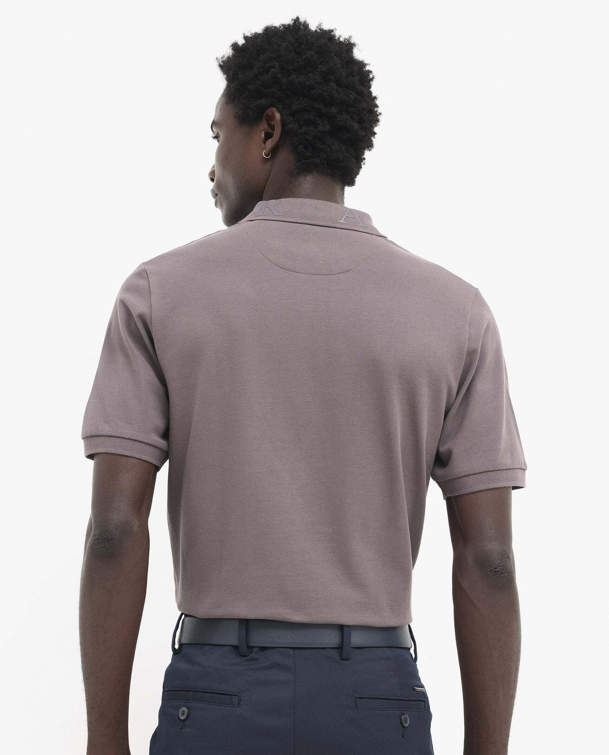 Image of RARE RABBIT Men Solid Polo Neck Cotton Blend Purple T-Shirt