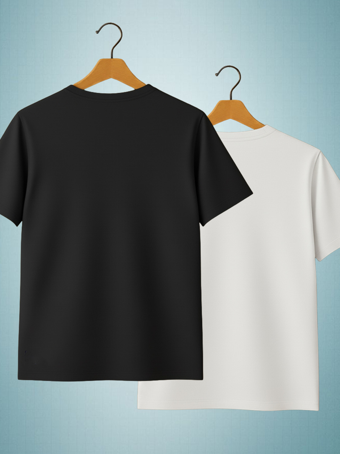 Image of Yazole Solid Men Round Neck Black, White T-Shirt