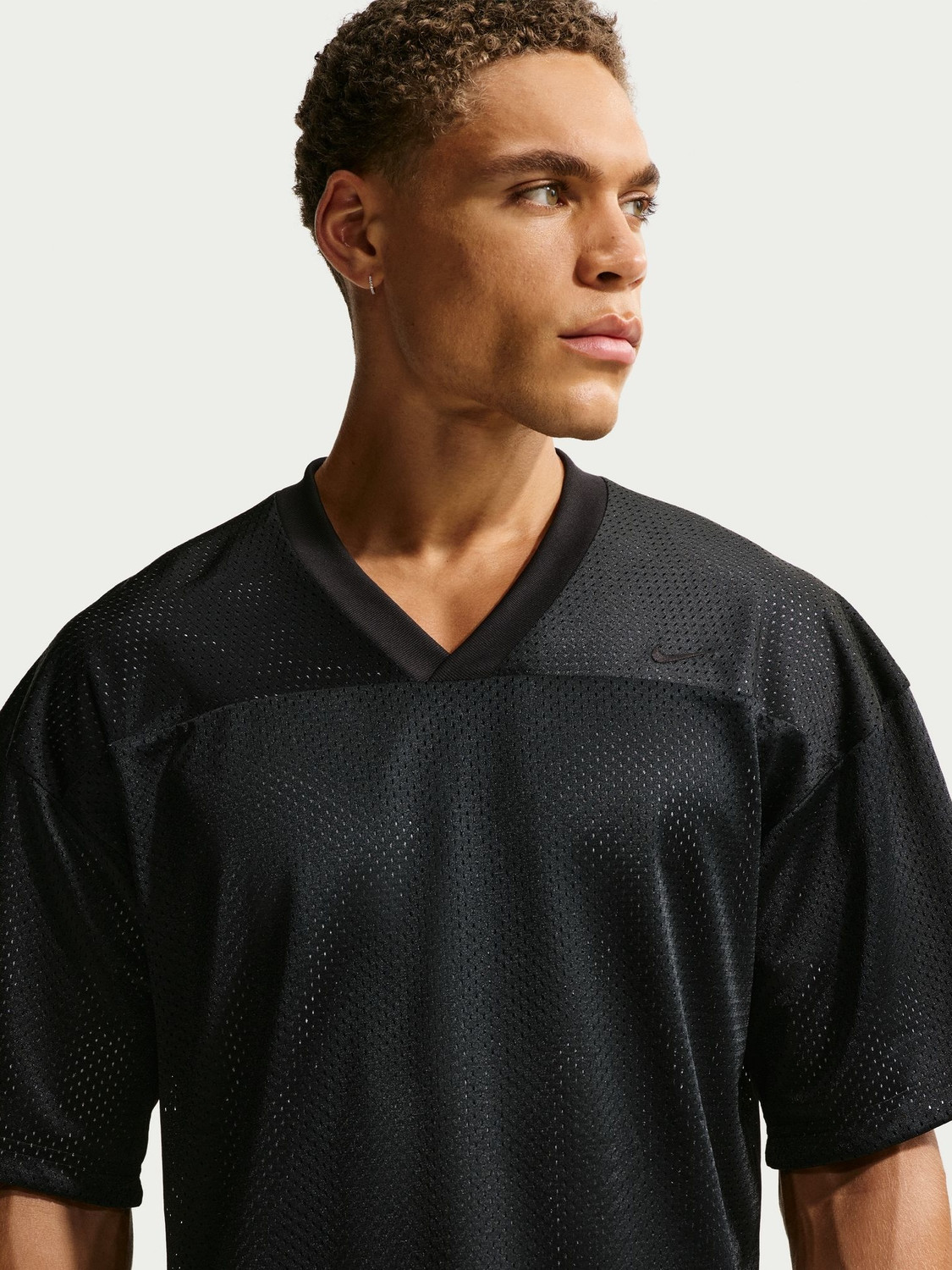 Image of NIKE Solid Men V Neck Black T-Shirt