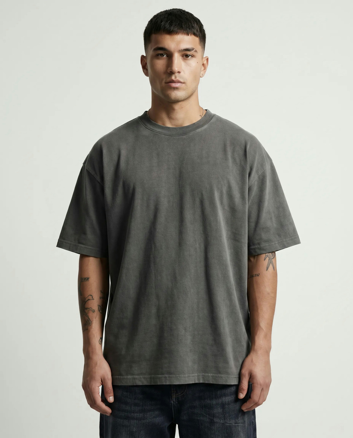 Image of Clazzey Solid Men Round Neck Grey T-Shirt