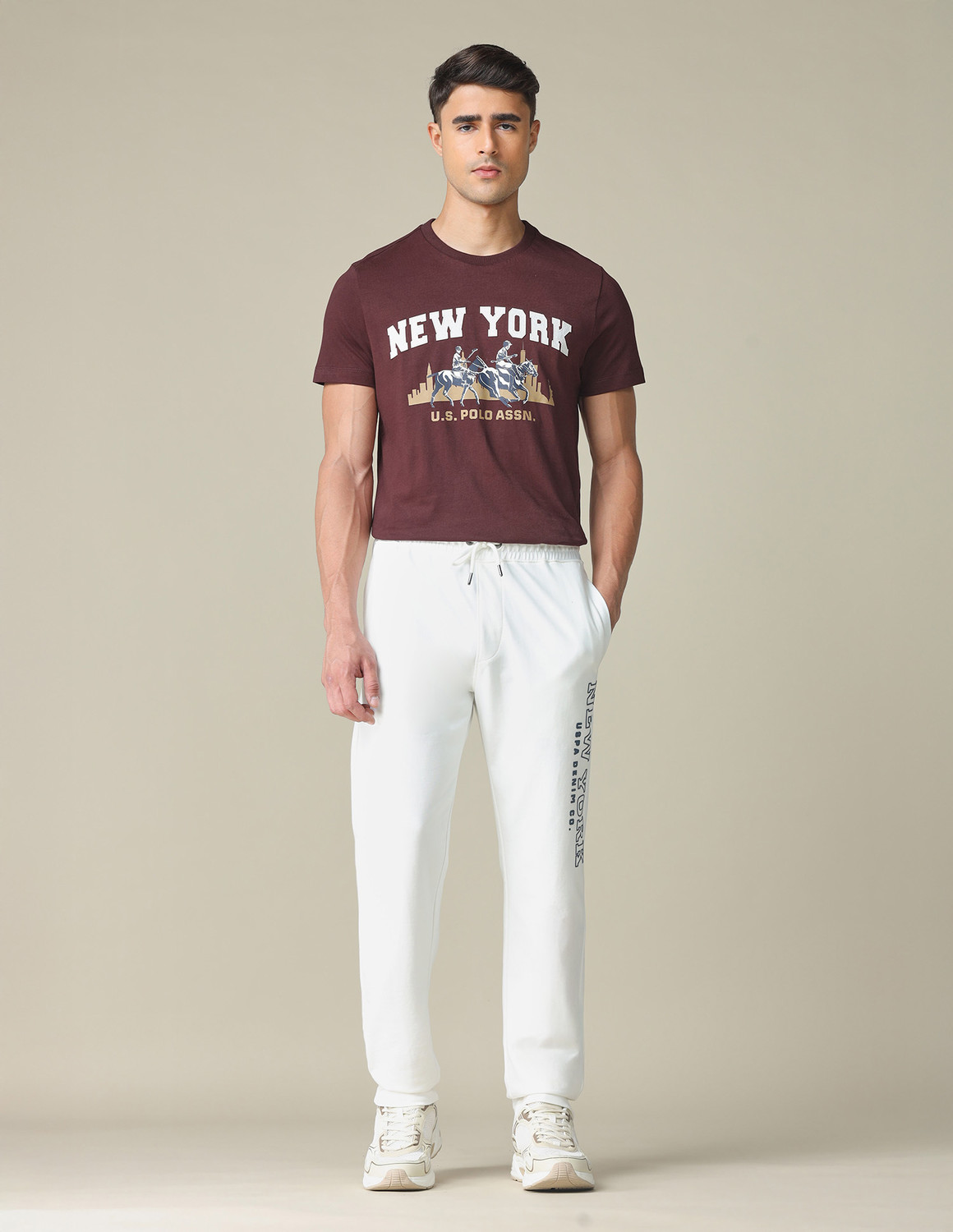 Image of U.S. Polo Assn. Denim Co. Graphic Print Men Crew Neck Red T-Shirt
