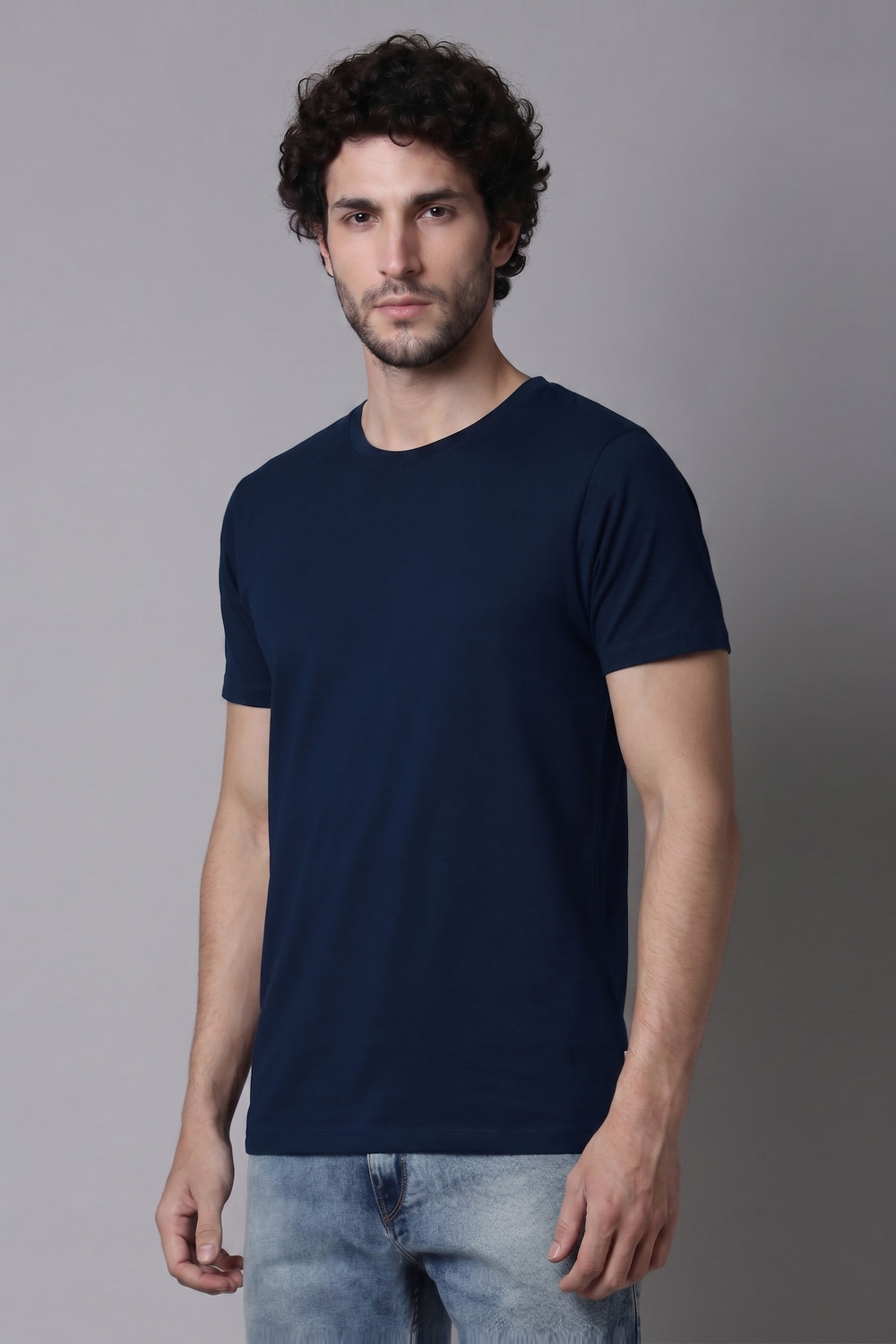 Image of MaxzoneEcommerce Solid Men Round Neck Reversible Blue T-Shirt
