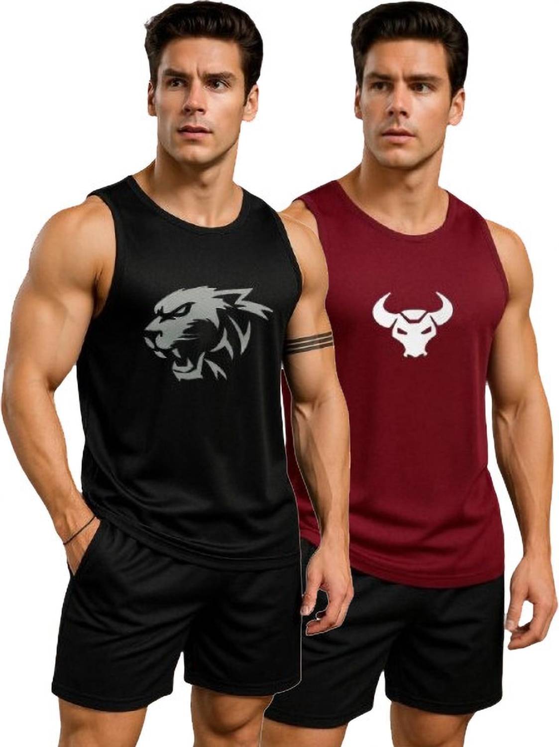dashzone Men Black, Maroon T-Shirt Pack of 2 - Image 1