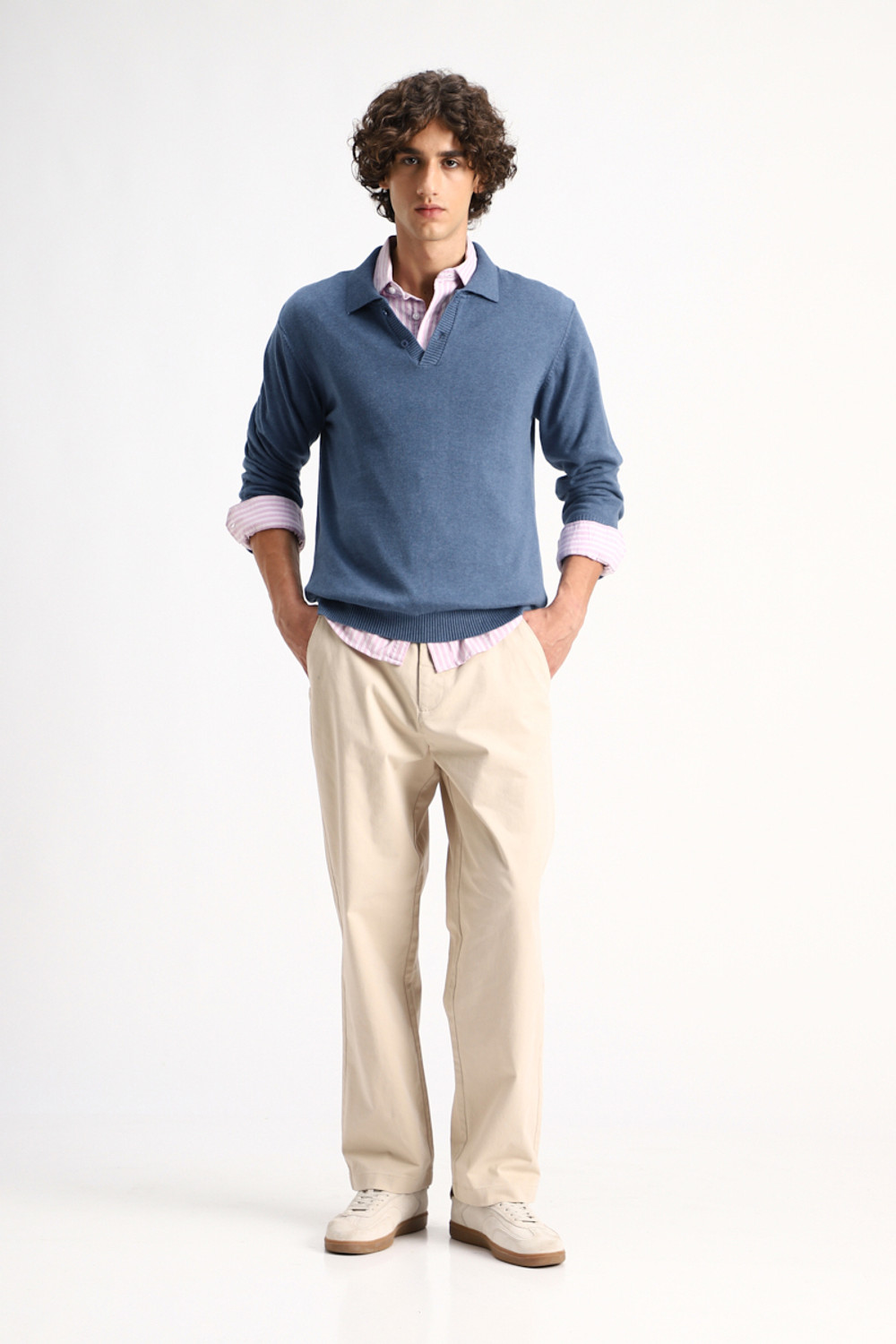 Image of Snitch Solid Men Polo Neck Blue T-Shirt